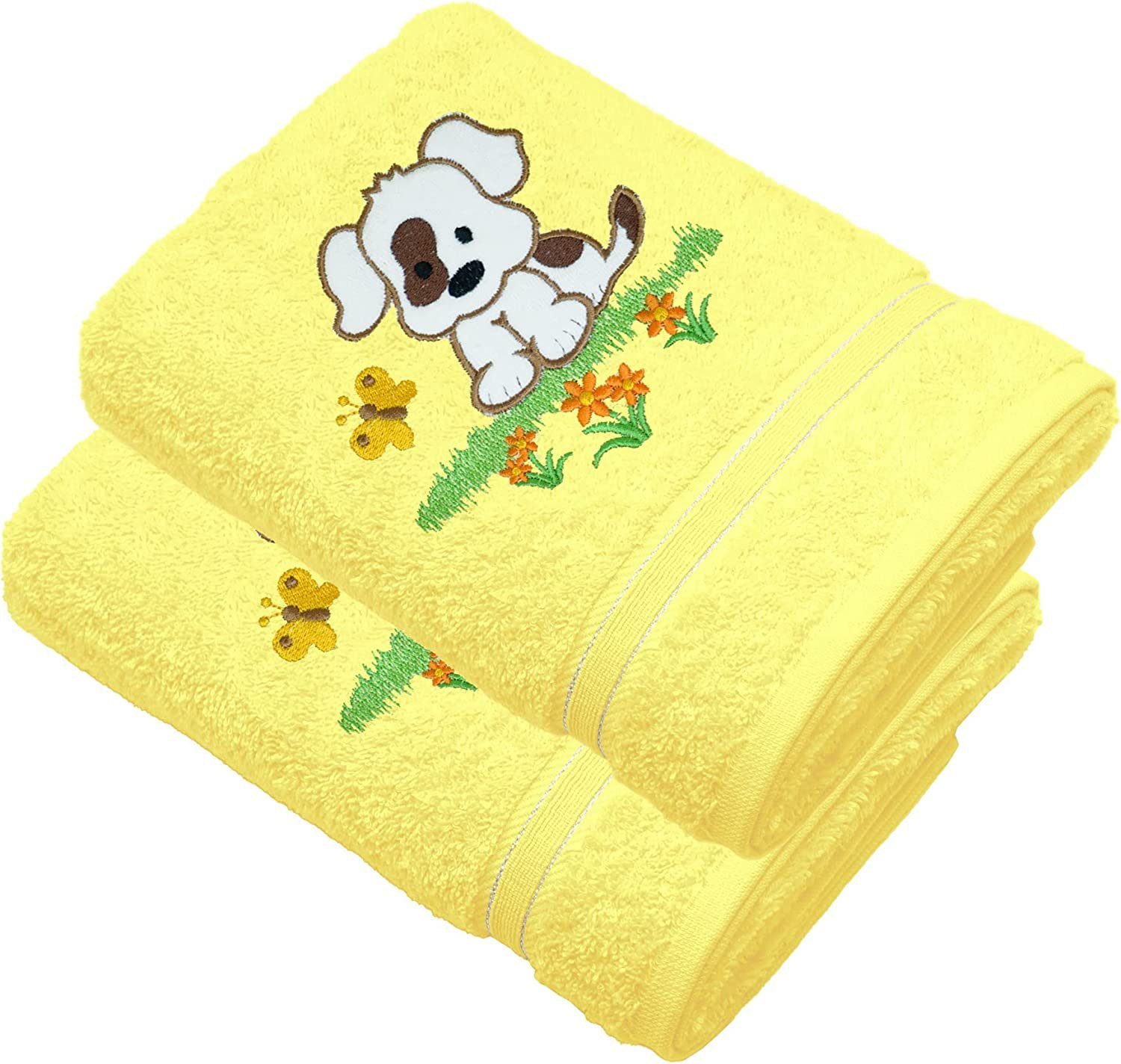 Lashuma Neugeborenen-Geschenkset (Set, 2-tlg) Gelbe Babyhandtücher 50x90 cm aus 100% Baumwolle