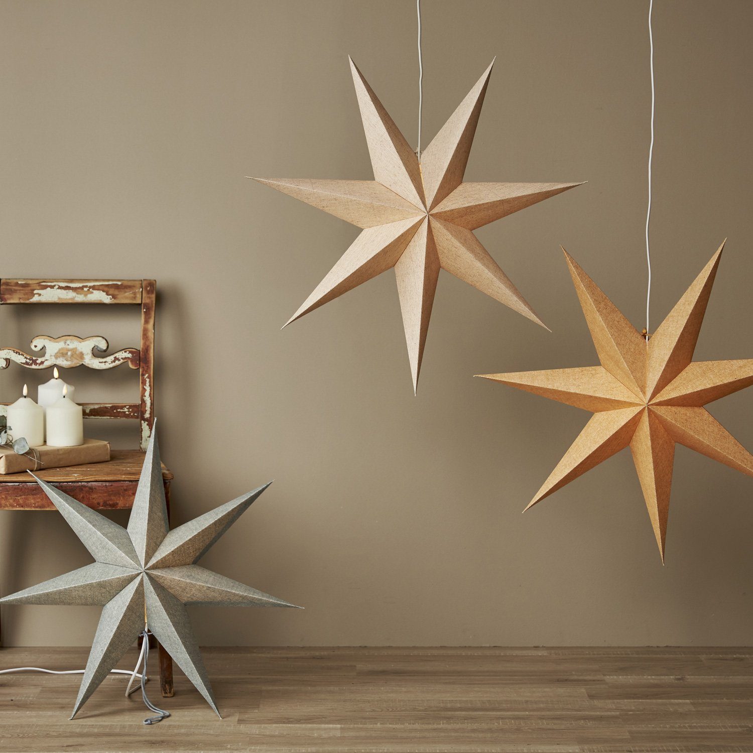 MARELIDA Papierstern Papierstern Leuchtstern Weihnachtsstern Advent Faltstern D: 60cm gold