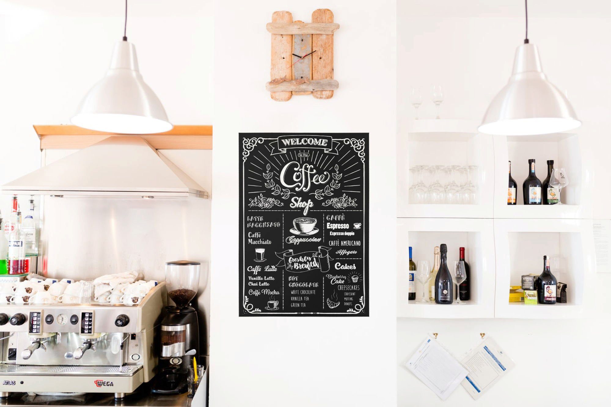 Komar Wandtattoo Coffeeshop - Größe 50 x 70 cm (1 St), selbstklebend, Wandsticker