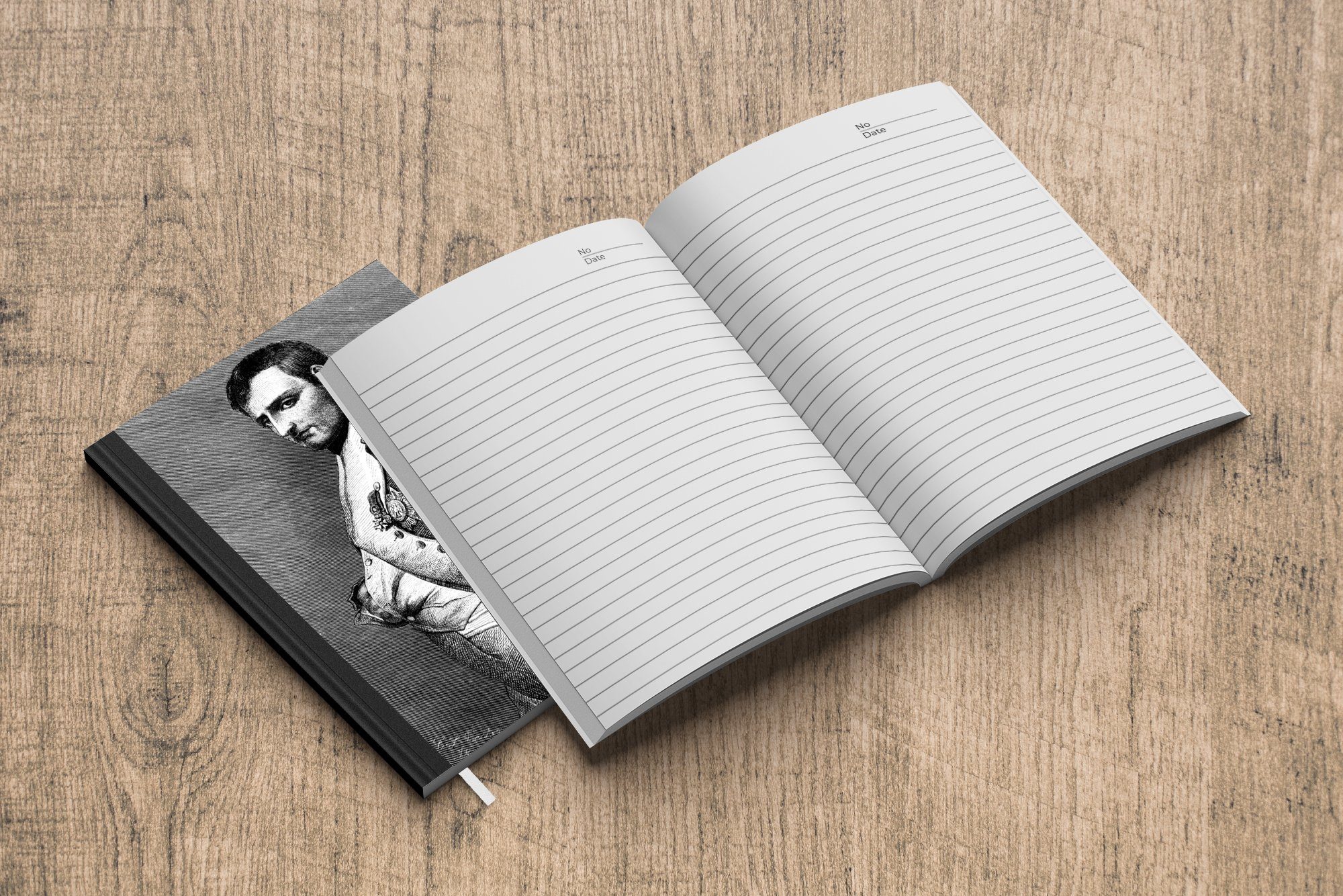 Bonaparte Tagebuch, Haltung, 98 A5, stolzer Schwarz-Weiß-Illustration MuchoWow Seiten, in von Haushaltsbuch Napoleon Journal, Merkzettel, Notizheft, Notizbuch