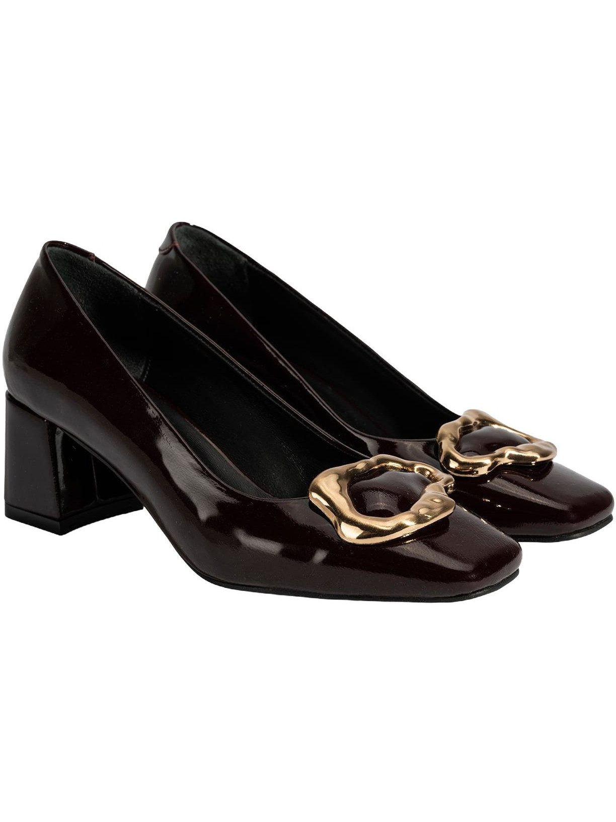 Damen-Slipper – Obermaterial aus Lackleder, Blockabsatz, atmungsaktiv Pumps