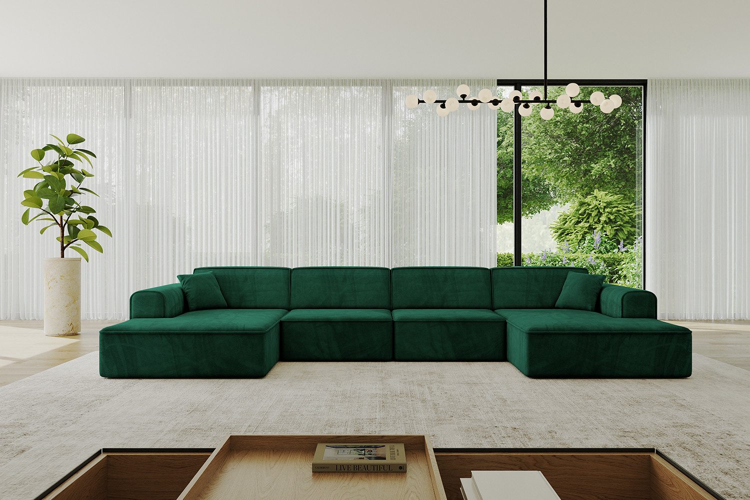 ALTDECOR Wohnlandschaft IREA-U2-v3, Sofa Praktische Bequeme Funktionsecke Couch U-Form Eckcouch, Corner Sofa U-Form Vielseitige Sofa Wohnlandschaft Wohnzimmer