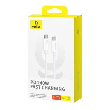 Baseus CB000068 USB-C – USB-C-Kabel 240 W PD 8K 60 Hz 1 m – Weiß Smartphone-Kabel, (100 cm)