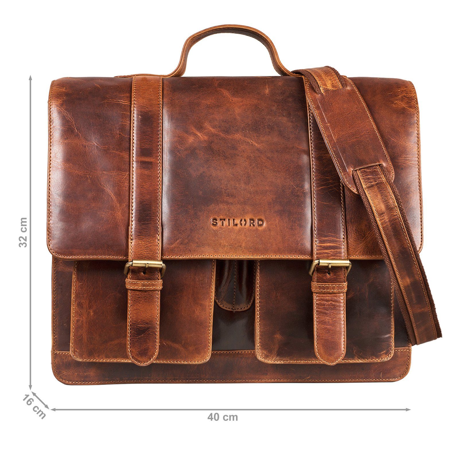 STILORD Aktentasche "Marius" Klassische Lehrertasche Leder