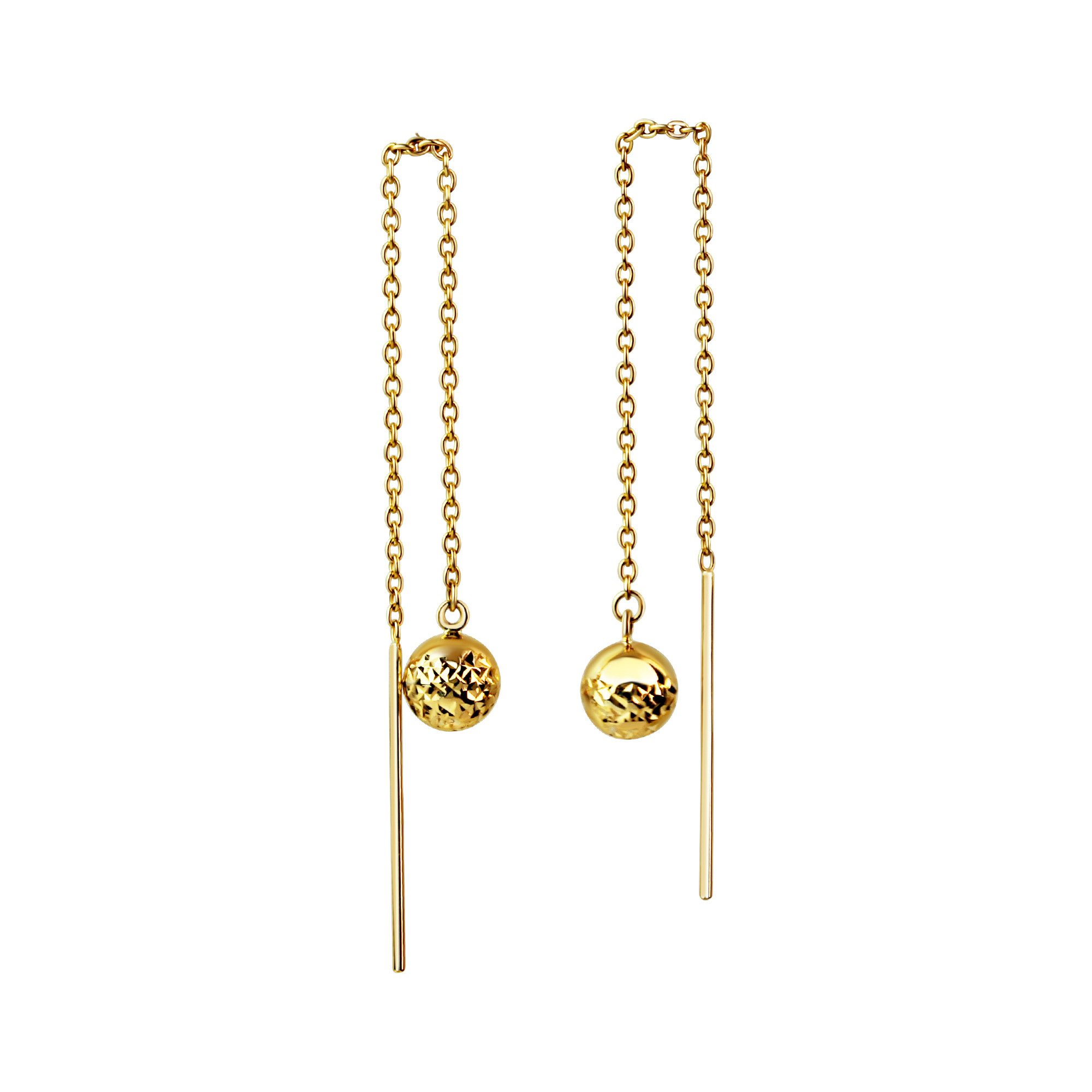 Paar Ohrhänger 375/- Gelbgold glanz diamantiert Kugel