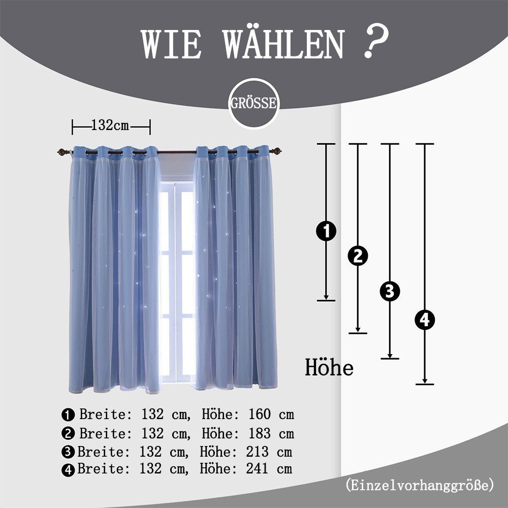 FOUORTUNATE-BEE Gardine Vorhänge Blickdicht Kinderzimmer Halbtransparent (1 günstig online kaufen