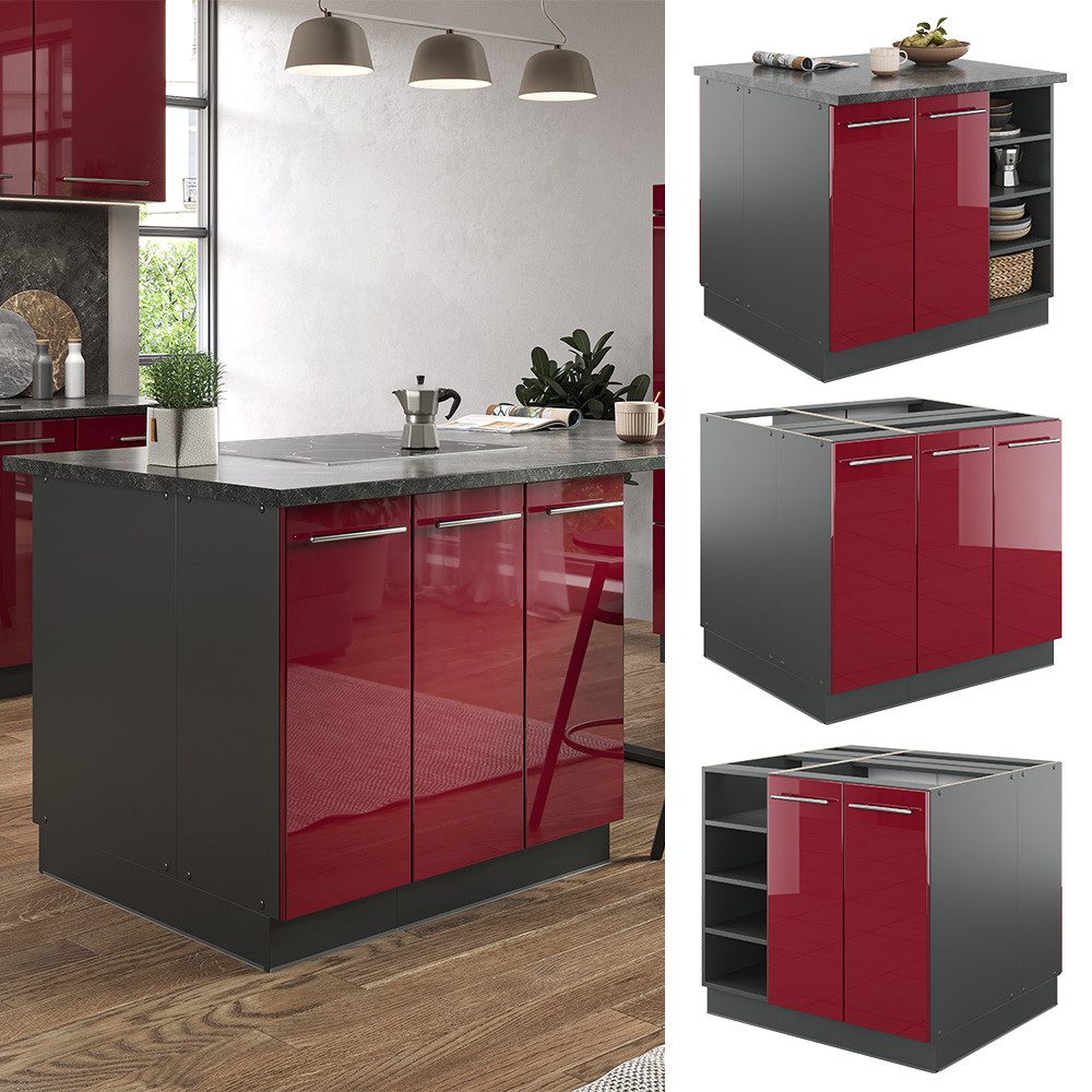 Vicco Unterschrank Fame-Line, Bordeaux Hochglanz/Anthrazit, 90 günstig online kaufen