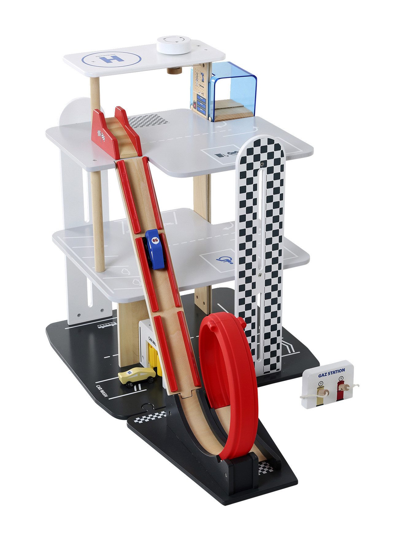 vertbaudet Spielzeug-Auto Holzspielzeug-Garage mit Looping, 3 Etagen, Holz FSC®