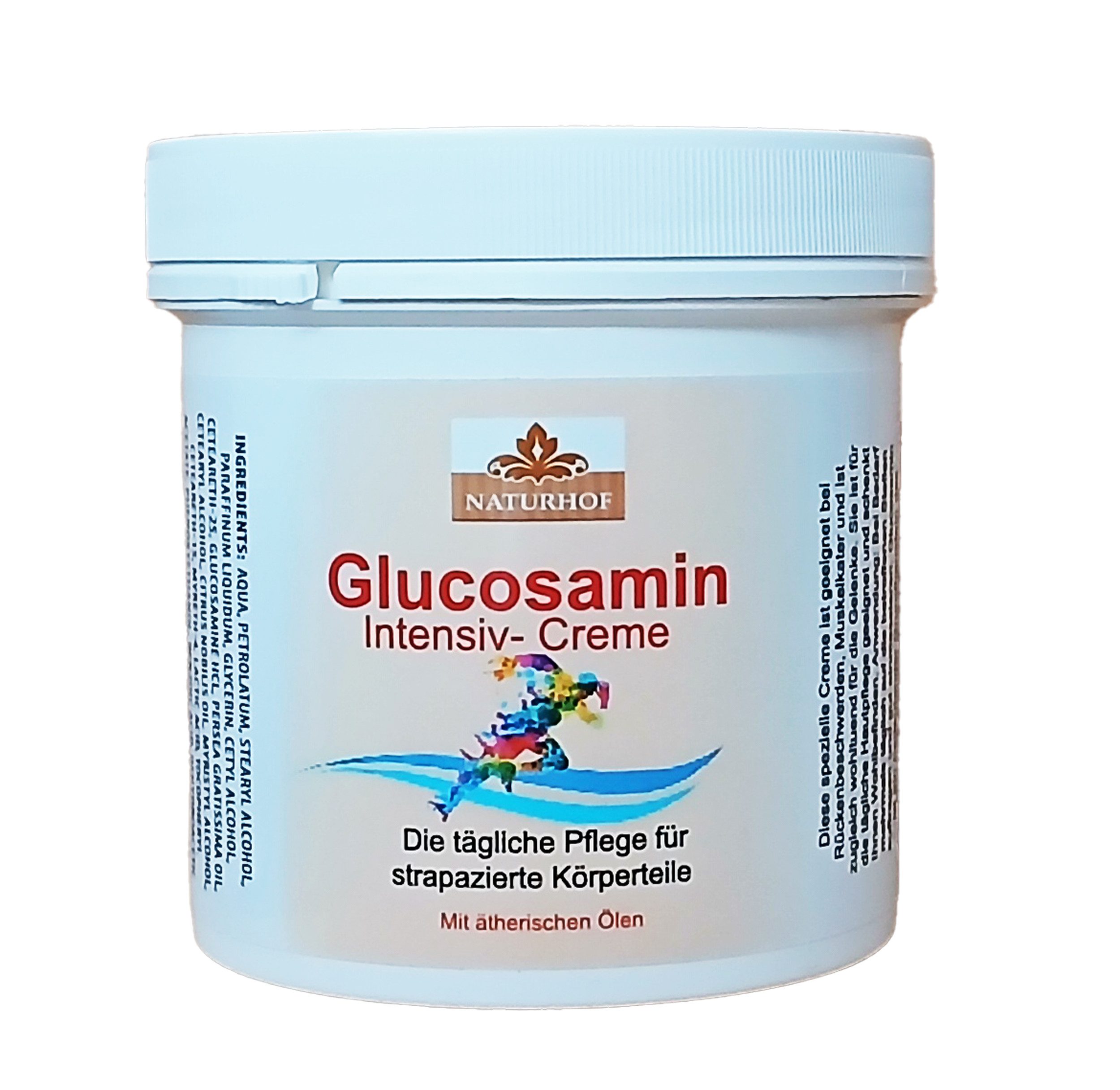 Naturhof Körpercreme GLUCOSAMIN INTENSIV-CREME 250ml mit ätherischen Ölen Körpercreme 40, Hautpflege Hautcreme Hautpflege Haut Pflege Feuchtigkeitspflege