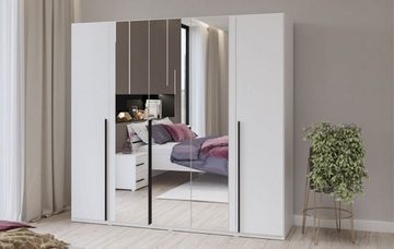 Helvetia Kleiderschrank Violla (1-St) 225x59x210cm weiß 5-türig