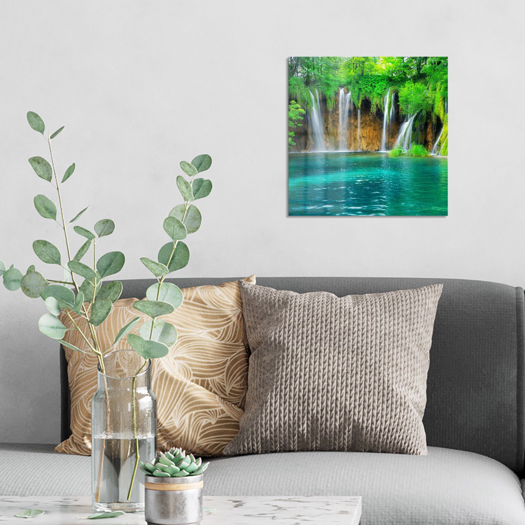 DEQORI Glasbild 'Wasserfälle in Kroatien', 'Wasserfälle in Kroatien', Glas Wandbild Bild schwebend modern