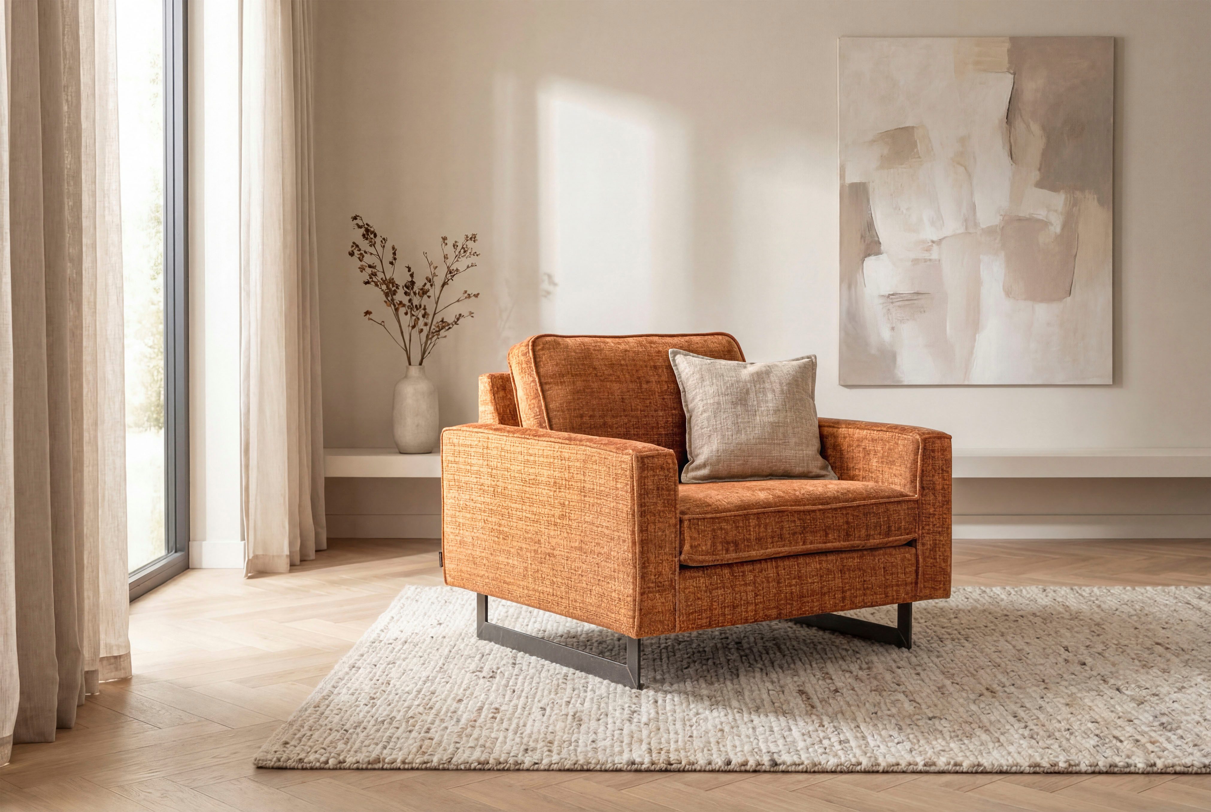 Home affaire Loveseat Pinto 105 cm, Cord, Chenille, Lederoptik, mit Keder, Metallfüßen und auch in Cord Bezug erhältlich
