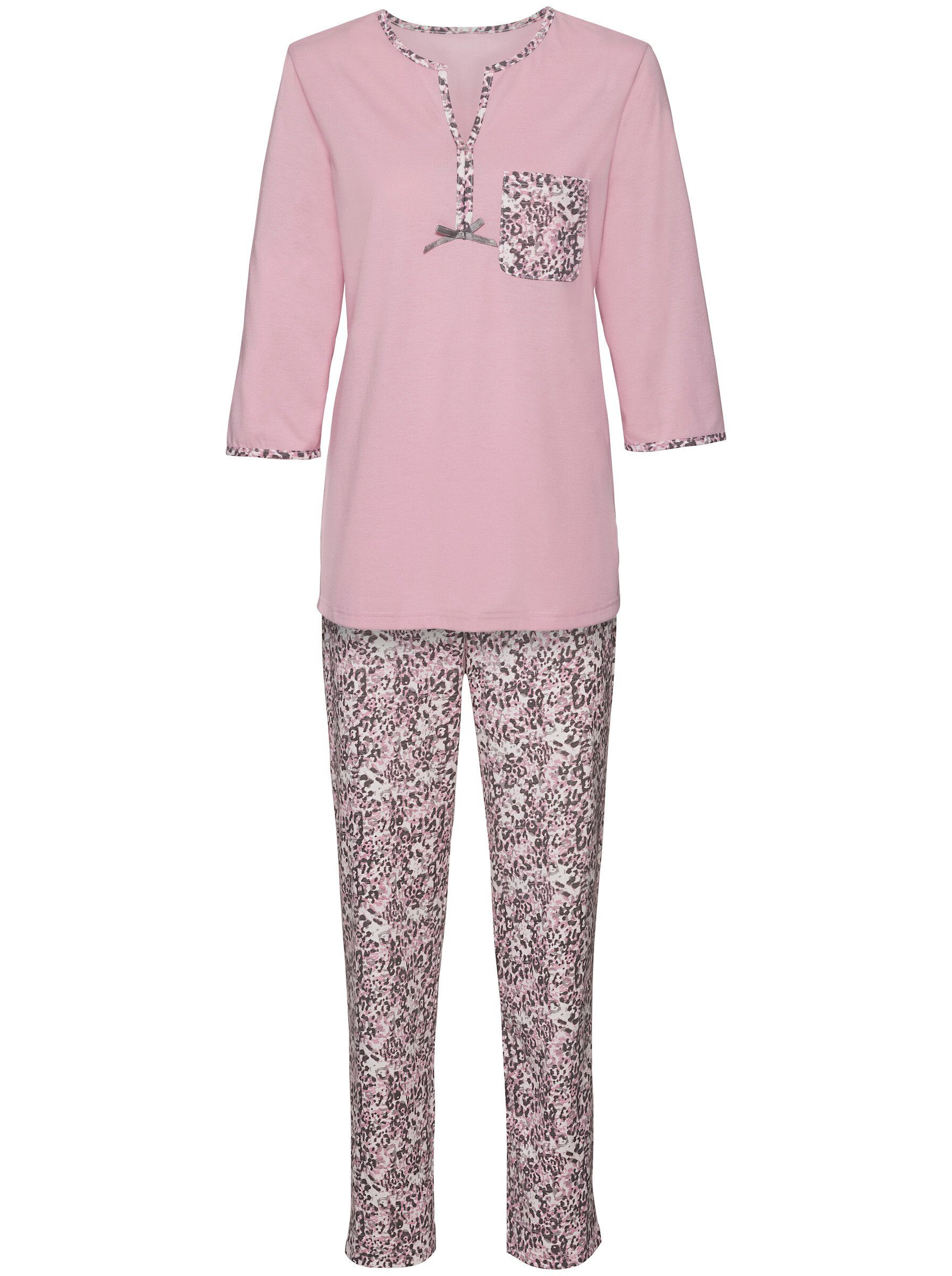 WEIDEN rosé-grau-bedruckt Schlafanzug WITT