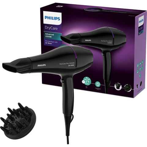 Philips Haartrockner DryCare BHD274/00, 2200 W, Leistungsstarker AC-Motor und hohe Luftgeschwindigkeit bis 130km/h