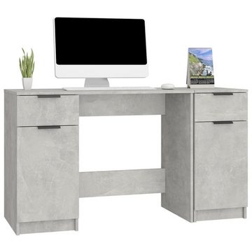 vidaXL Schreibtisch Schreibtisch mit Beistellschrank Betongrau Holzwerkstoff