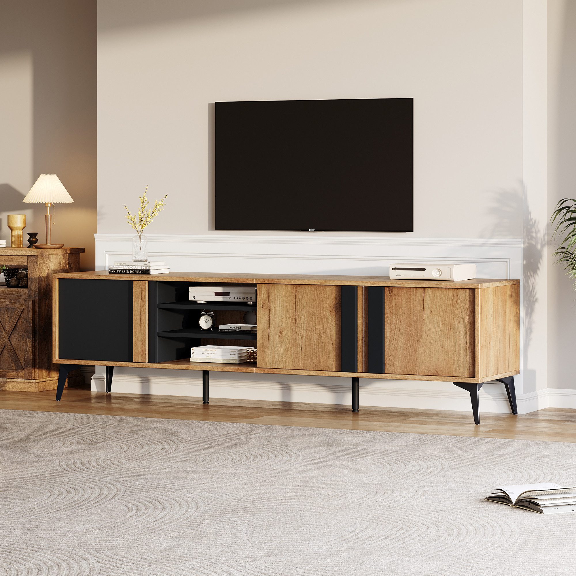 MODFU Lowboard Rustikales Braun-TV-Schrank (Fernsehtisch,TV-Board,TV-Stände günstig online kaufen