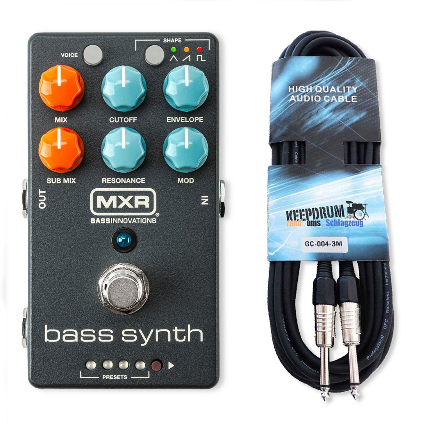 MXR E-Gitarre MXR Effektgerät MB301 Bass Synthesizer Pedal mit Kabel, Effektpedal, 1-St., Analog, Vorteils-Set mit Kabel