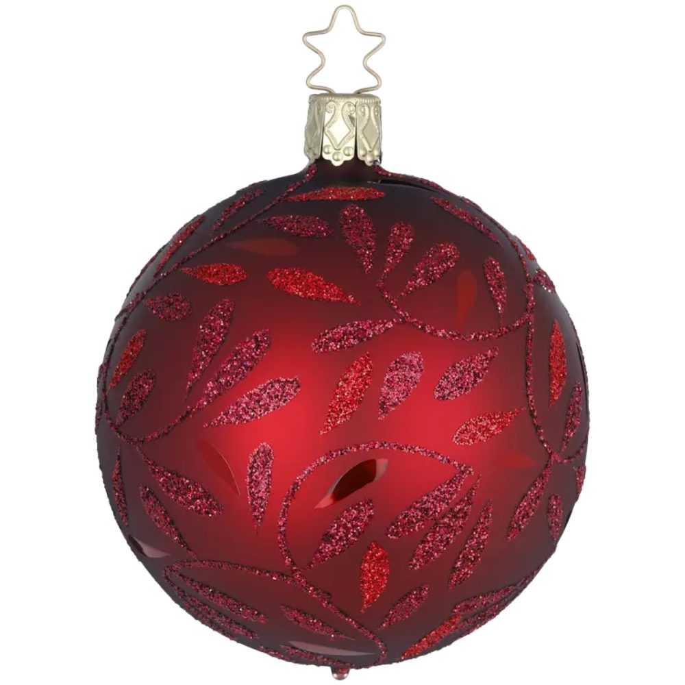 INGE-GLAS® Weihnachtsbaumkugel Christbaumkugel Freudentanz Ø 8cm Bordeauxrot matt Inge-Glas (1 St), mundgeblasen, handbemalt
