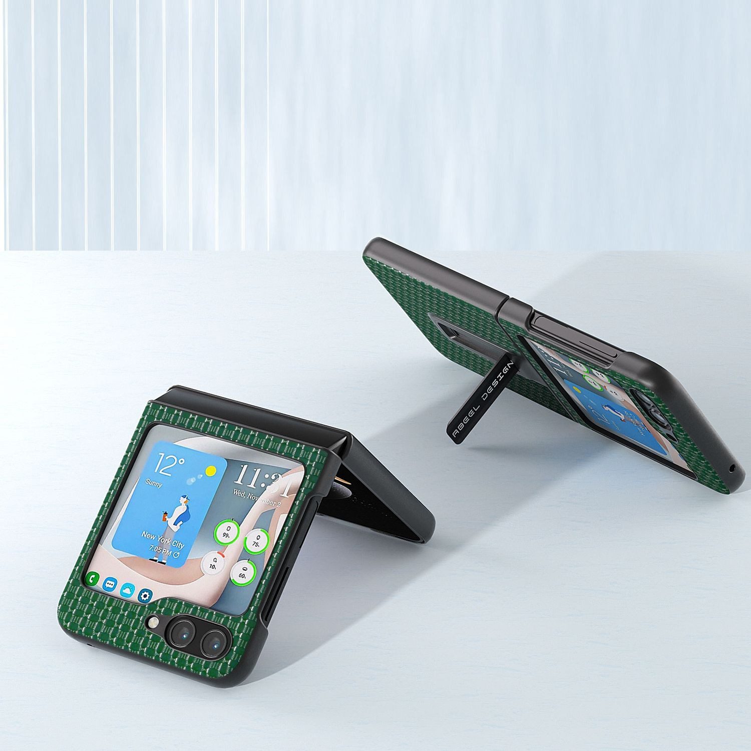 Wigento Handyhülle Für Samsung Galaxy Z Flip5 5G Echt Leder Handy Tasche Hülle Cover Etui