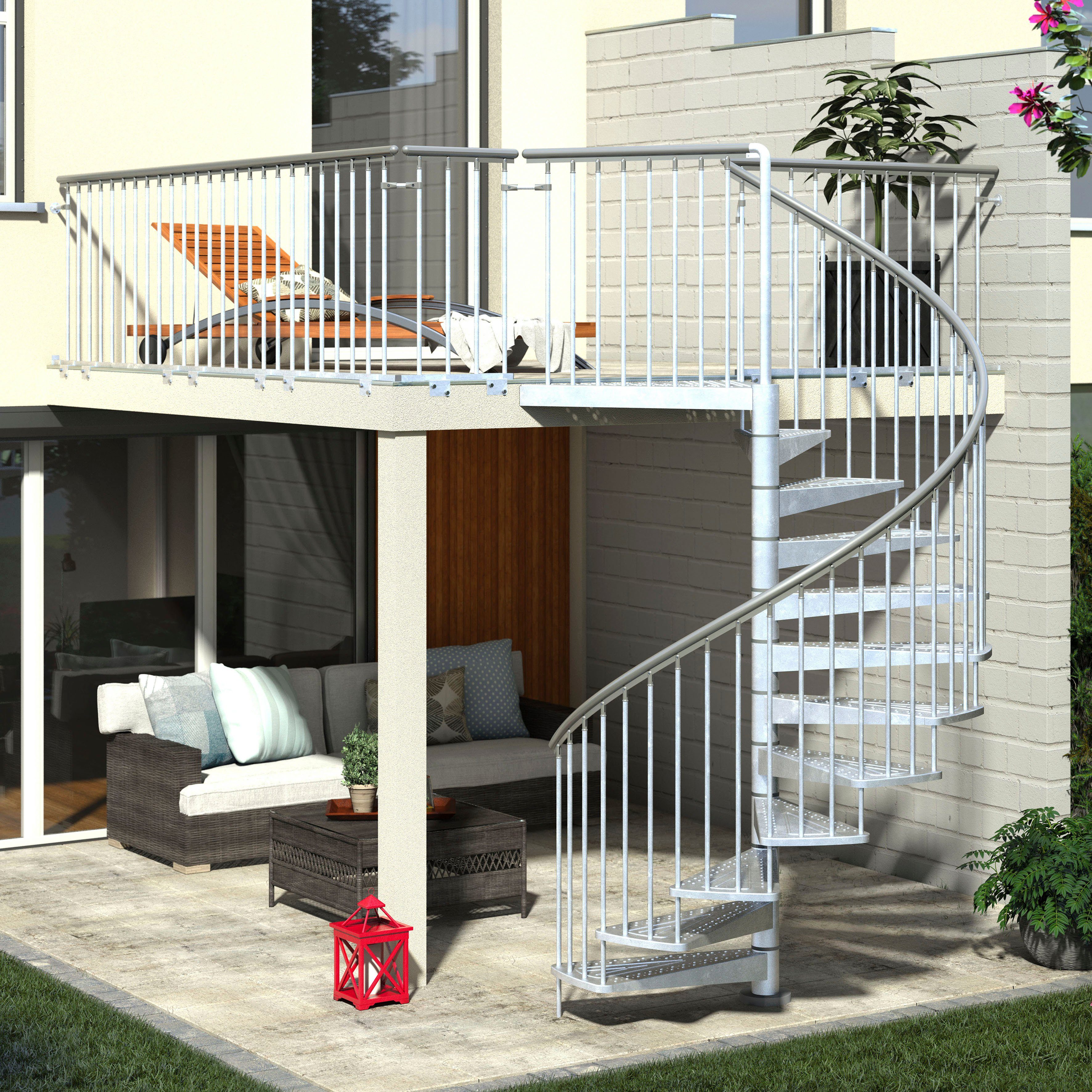 Dolle Außentreppe Gardenspin, für Geschosshöhen cm, Stufen 352,5 Metall offen, bis