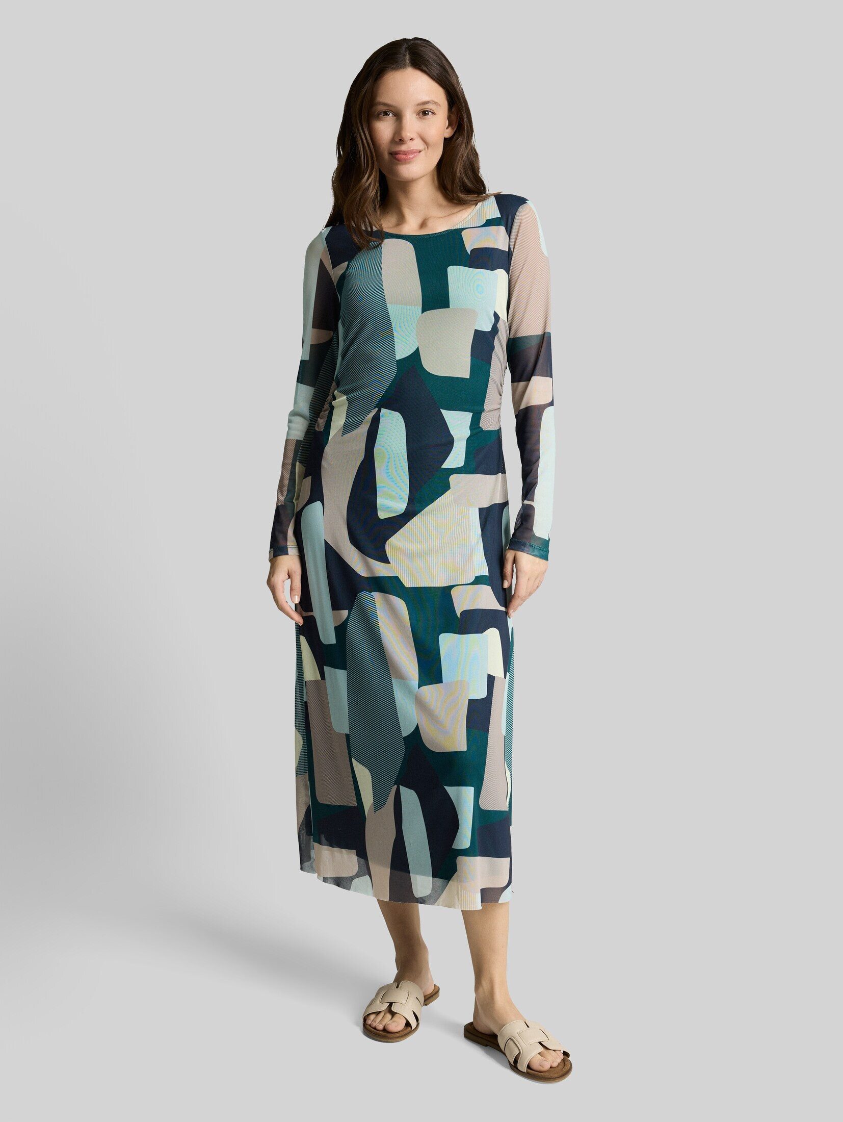 TOM TAILOR Sommerkleid Kleider & Jumpsuits Mesh Midi-Kleid mit Muster