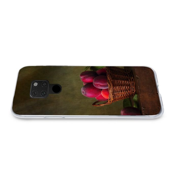 MuchoWow Handyhülle Korb - Pflaume - Rosa - Rustikal - Obst - Stilleben Phone Case Handyhülle Huawei Mate 20 Silikon Schutzhülle OR12330