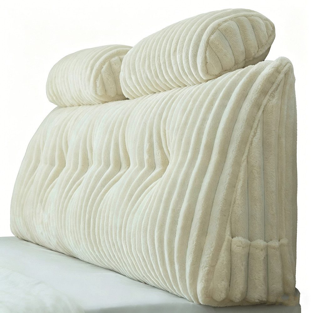 Zyronn Rückenkissen Cord-Wedge-Kissen für Bett und Sofa, Lendenkissen, Lesekissen, großes Lesekissen mit Seitentasche, abnehmbarer und waschbarer Bezug