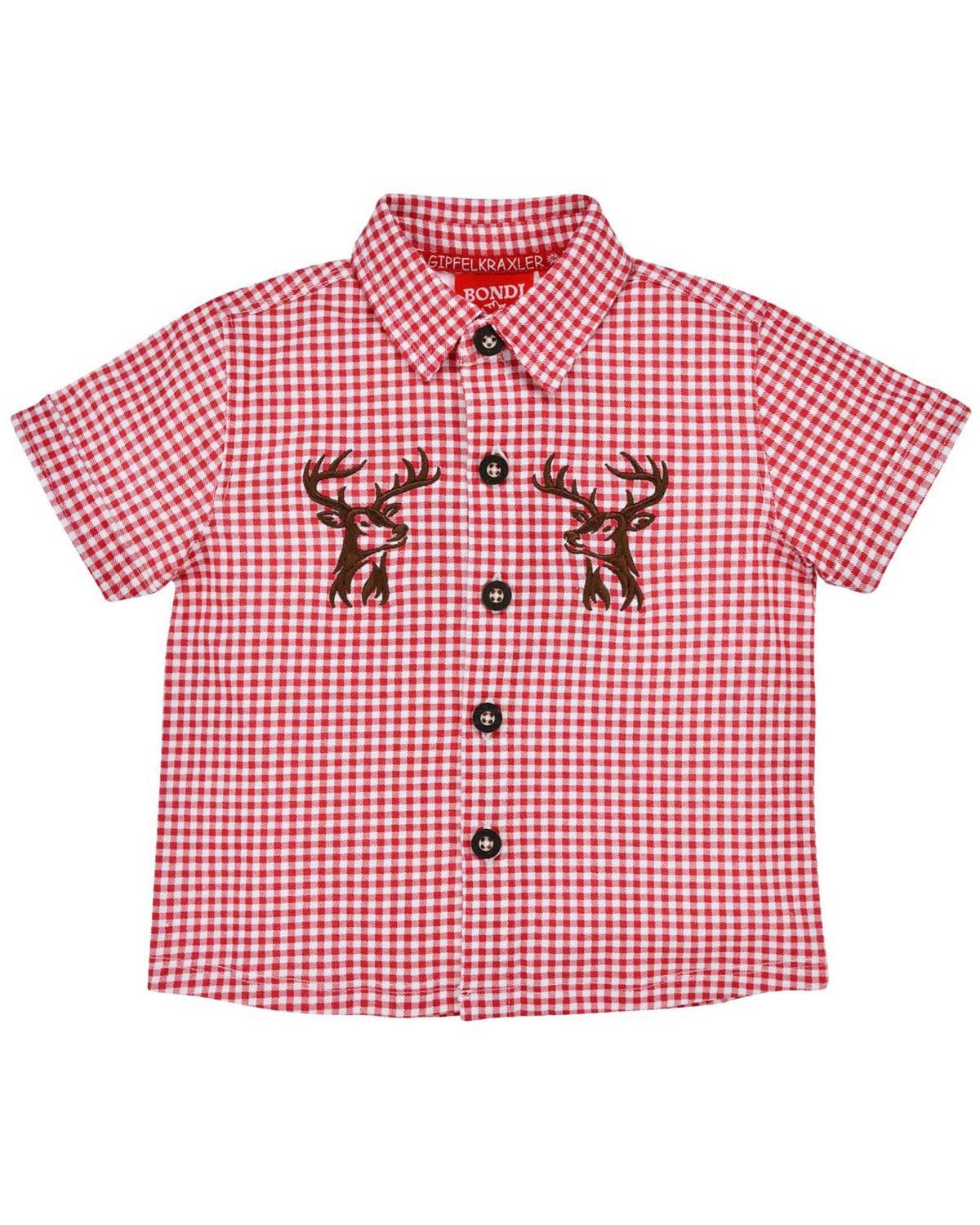 T-Shirt Hemd 'Hirsch' 91720, Rot Weiß kariert
