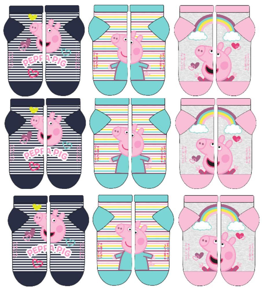 Peppa Pig Feinsocken 6x PEPPA WUTZ Kindersocken Jungen + Mädchen Sneaker Socken (6 er Pack)
