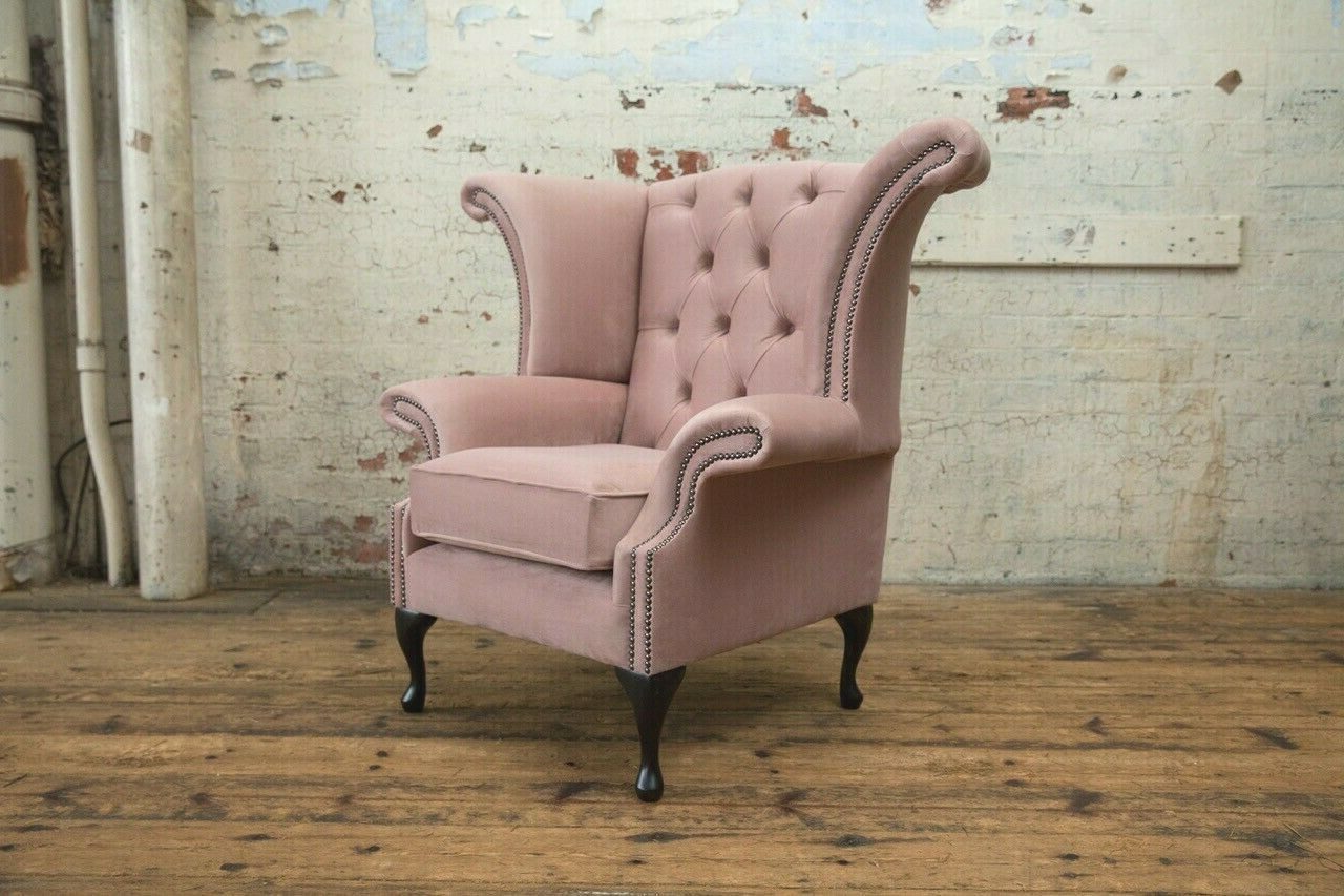 Xlmoebel Ohrensessel Chesterfield Sessel 1-Sitzer Polster Sofa Textil Rosa (1-St), Made in Europa