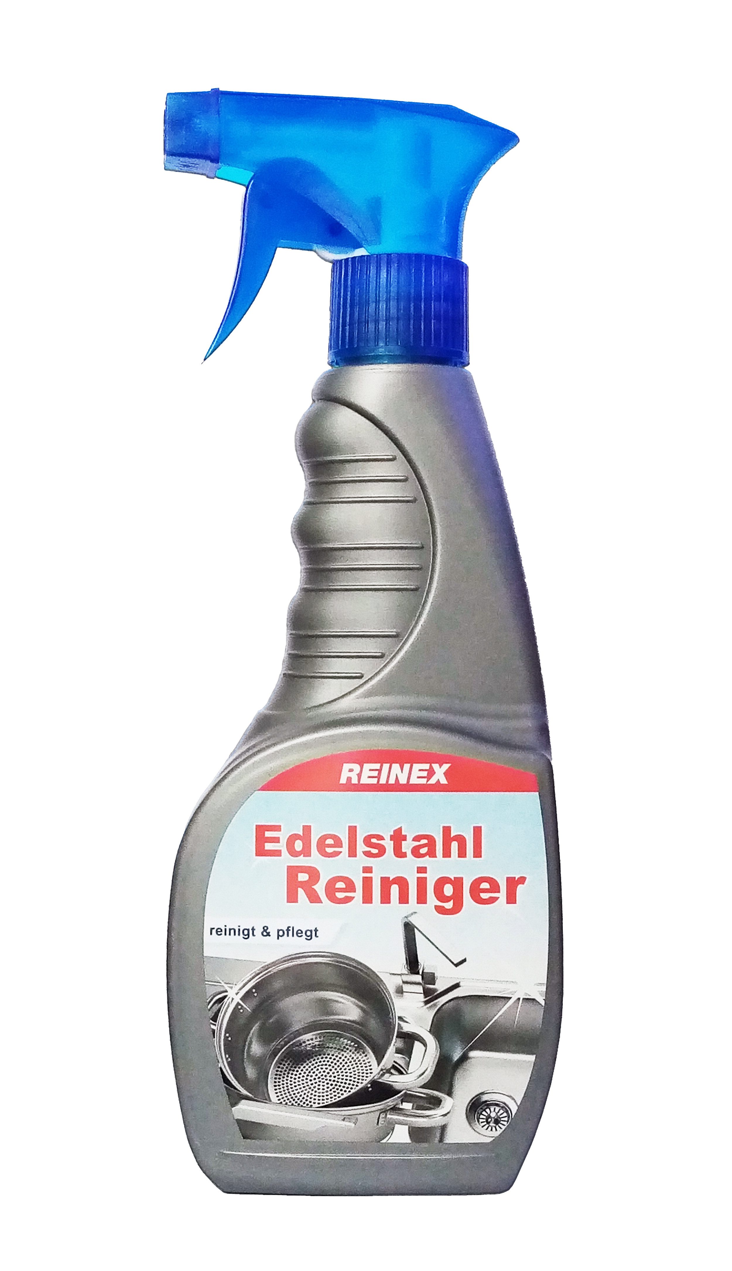 Reinex Flächenregner EDELSTAHLREINIGER 500ml Spray Sprühflasche Edelstahlpflege 73, (1-St), Edelstahl Flächenreiniger Reiniger