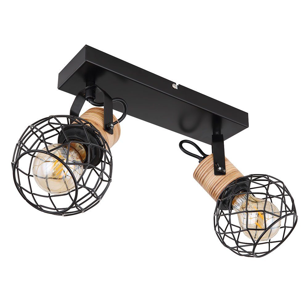 Holz schwarz matt Deckenleuchte nicht Deckenspot, Metallgeflecht LED Spotleuchte etc-shop Leuchtmittel beweglich inklusive,