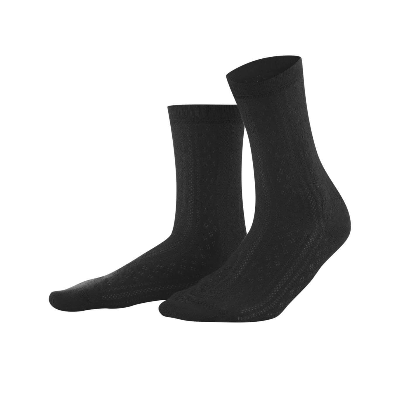 LIVING CRAFTS Socken KATALIN Feiner Strick mit filigranem Ajourmuster Black