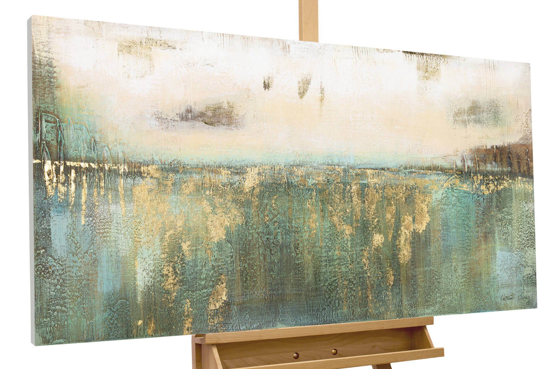 KUNSTLOFT Gemälde Über den Horizont 120x60 cm, Leinwandbild 100% HANDGEMALT Wandbild Wohnzimmer