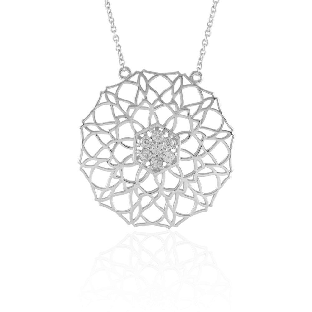 Cavill Goldkette Cavill Goldhalskette 0,315 ct Zirkon 375 Weißgold elegant geometrisch (1-tlg)