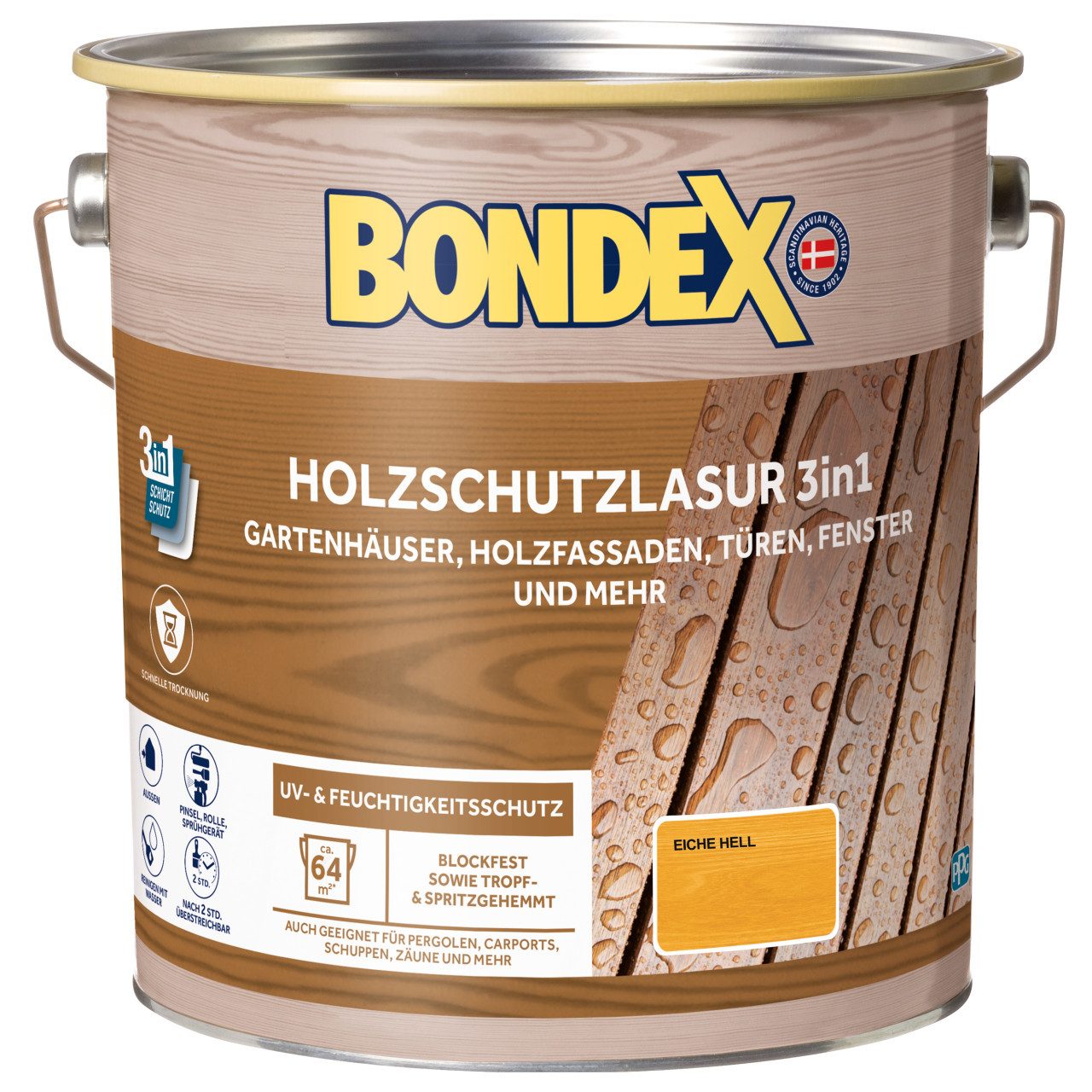 Bondex Holzschutzlasur Bondex Holzschutzlasur 3in1 4 L eiche-hell