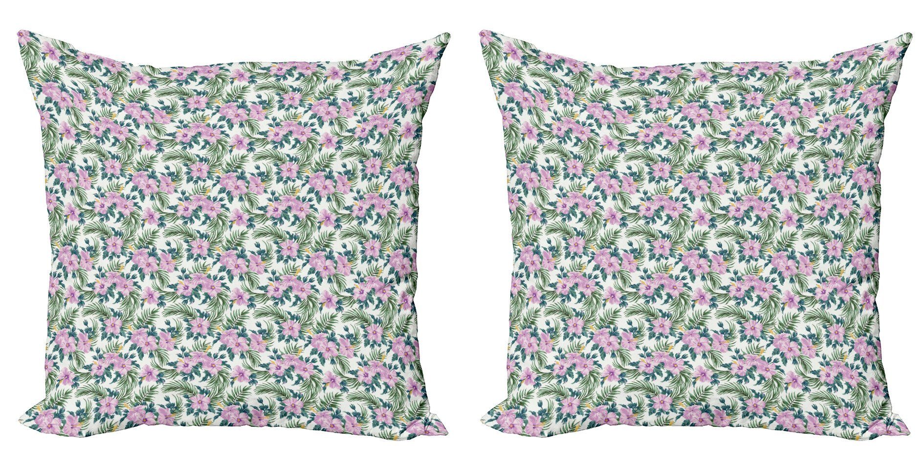 Kissenbezüge Modern Accent Doppelseitiger Digitaldruck, Abakuhaus (2 Stück), Tropisch Hibiscus Botanic Palm