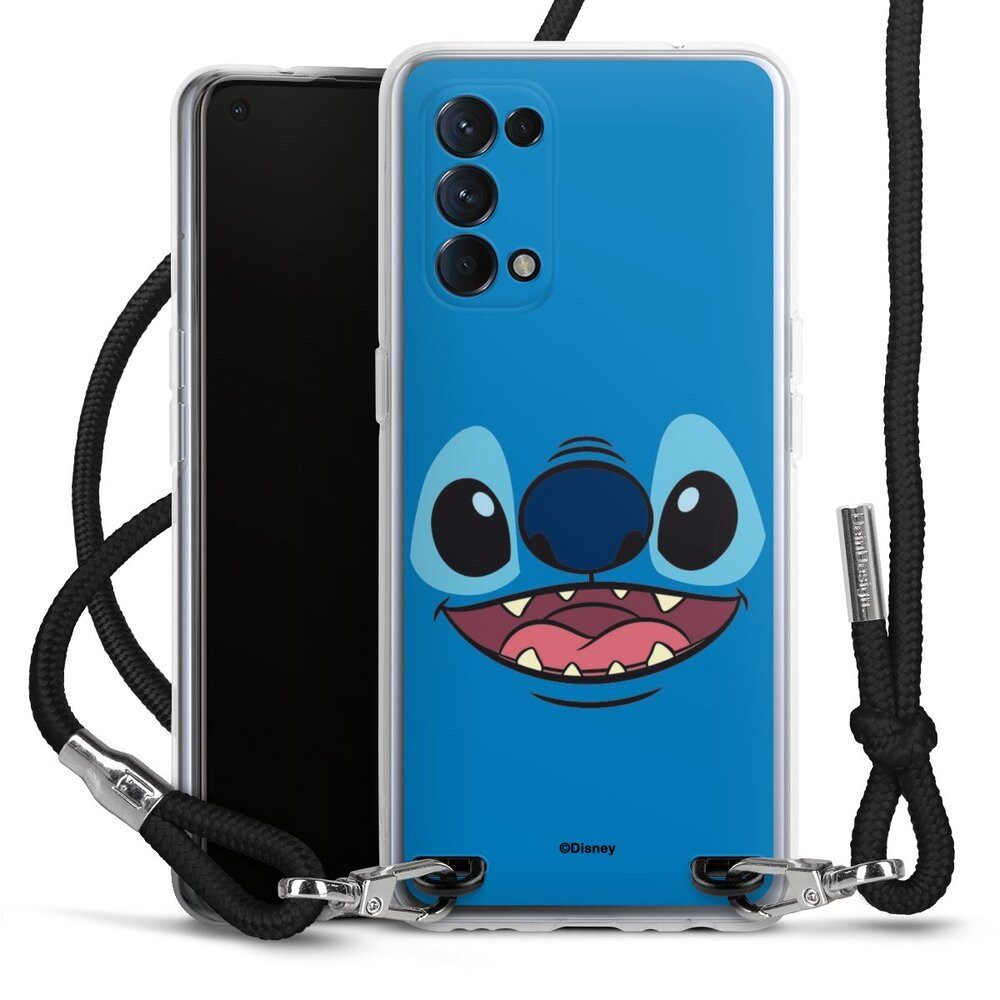 DeinDesign Handyhülle Lilo & Stitch Disney Offizielles Lizenzprodukt Stitch Closeup, Oppo Find X3 lite Handykette Hülle mit Band Case zum Umhängen