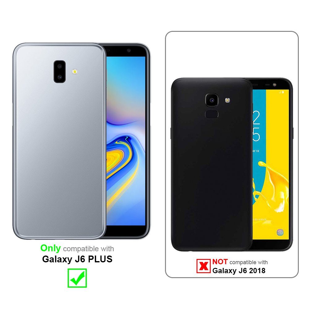 Cadorabo Handyhülle für Samsung Galaxy J6 PLUS Hülle Samsung Galaxy J6 PLUS, Hülle Schutzhülle mit Standfunktion, Kartenfach und Magnetverschluss