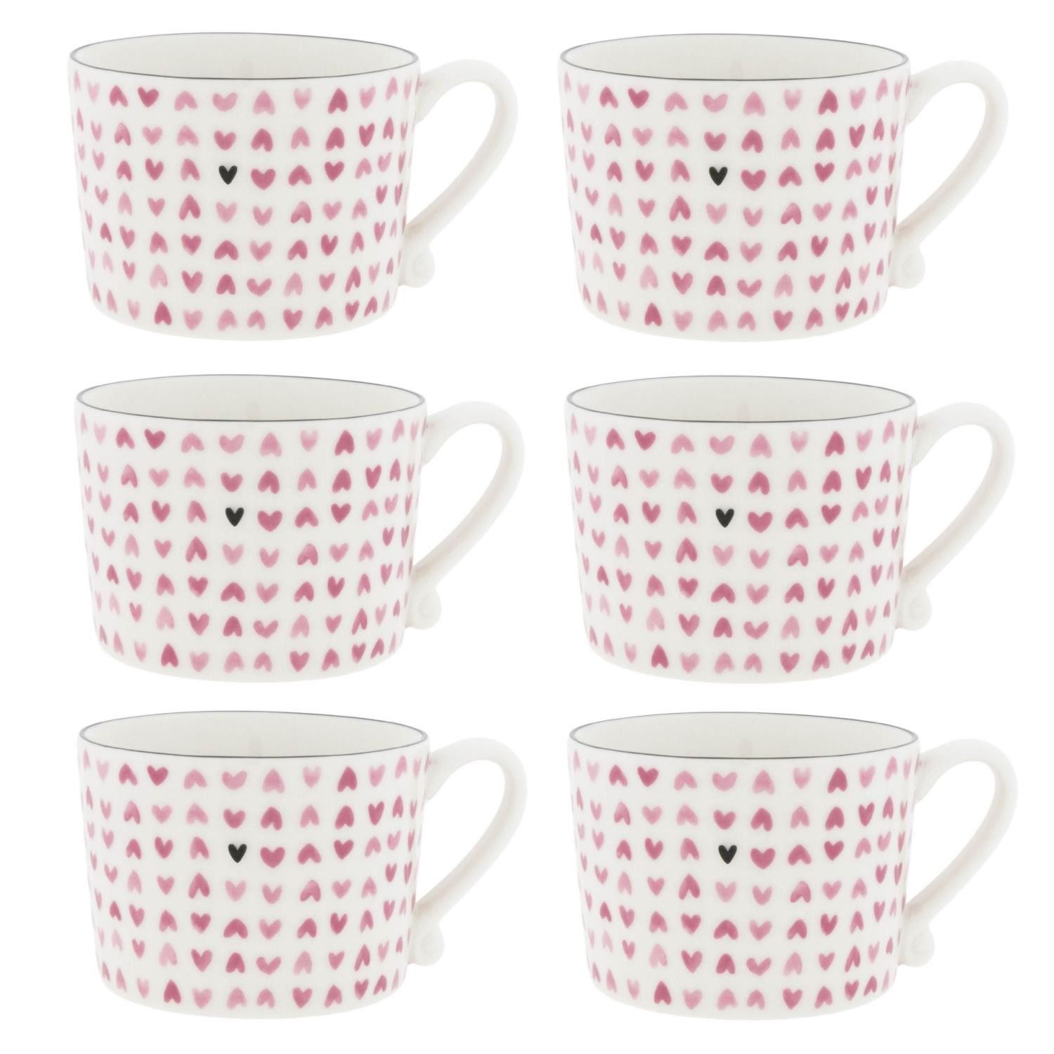 Bastion Collections Tasse Hearts all over, Keramik, Spülmaschinengeeignet, Weiß, Herzen, H: 7cm