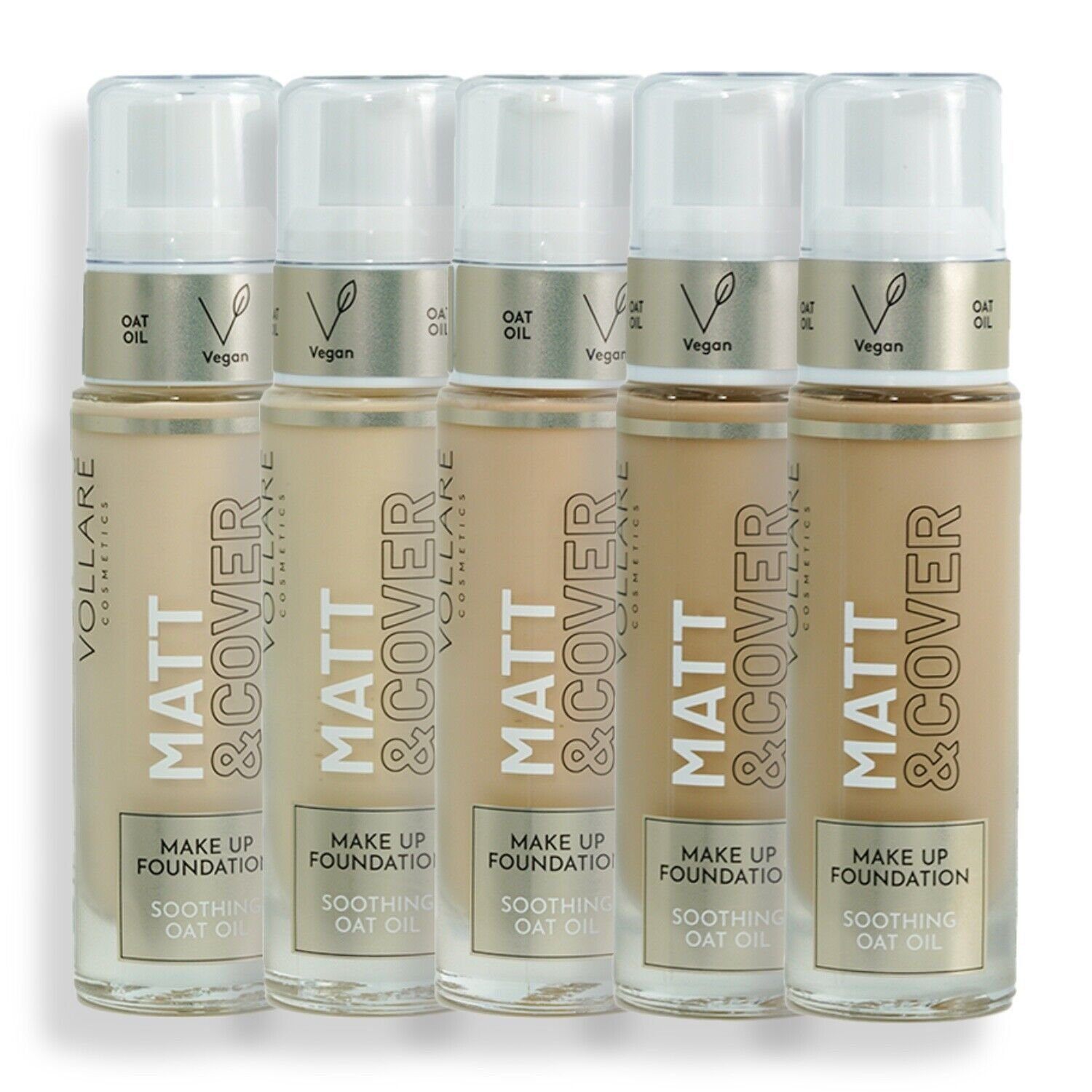 Vollarè Cosmetics Foundation Make Up Foundation flüssige langanhaltende 24h  Vegane Naturkosmetik mit Pumpe 02 Light Latte | Foundation