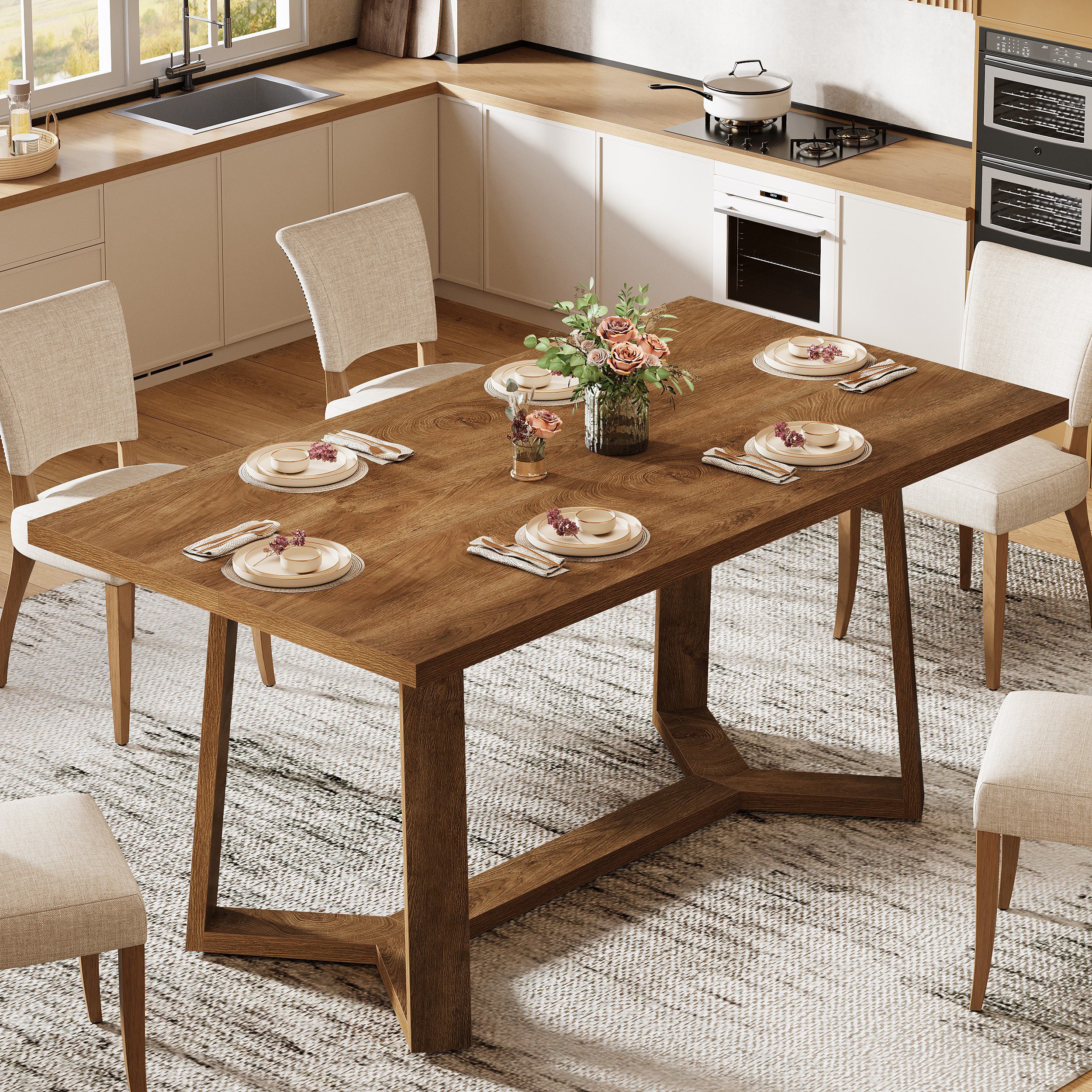 Tribesigns Esstisch 120 cm rechteckiger Esstisch, Bauernhaus-Küchentisch fü günstig online kaufen