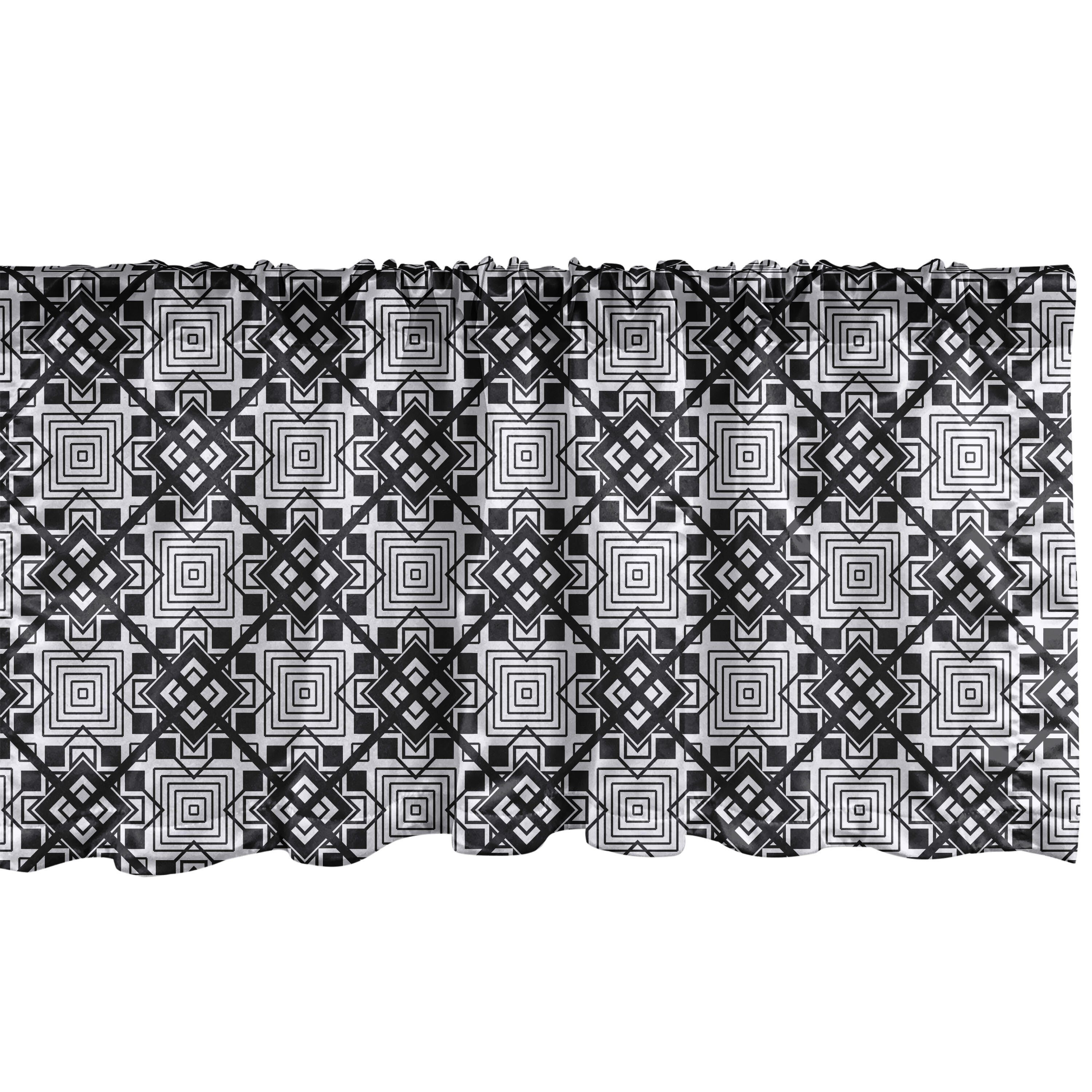 Scheibengardine Abakuhaus, überlappende Stangentasche, Vorhang mit Küche Dekor Diamanten Geometrisch Volant für Microfaser, Schlafzimmer