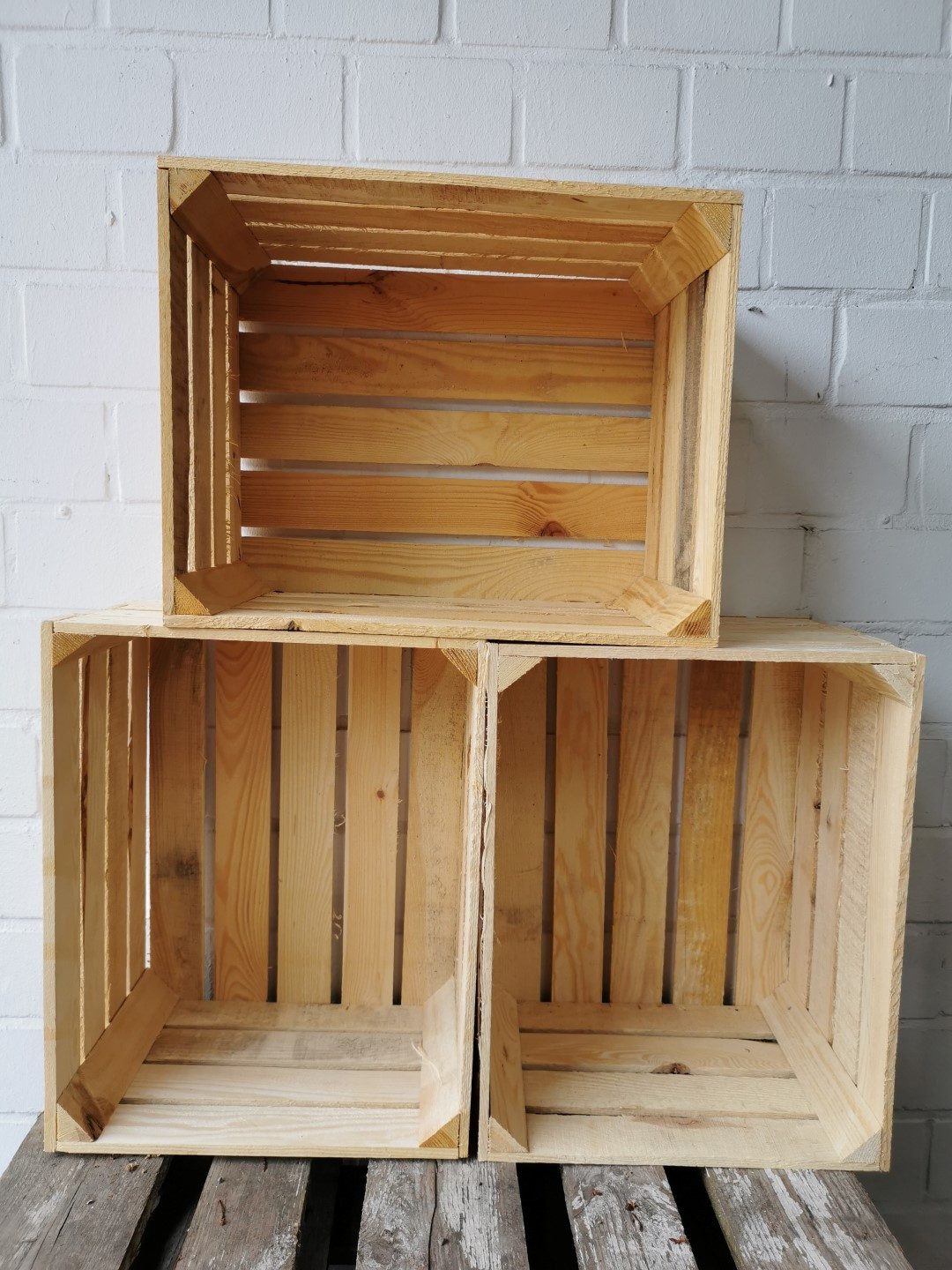 Teramico Übertopf Neue Holzkisten Natur 50 x 40 x 30 cm Obstkisten / Apfelkisten / Weink, Vintage Obstkiste