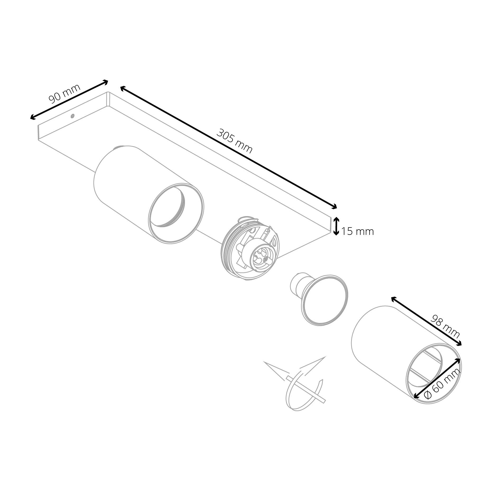 mit LED in ALVO Deckenleuchte Weiss 2 Aufbauleuchte GU10, Moderne SSC-LUXon Schwarz 2x Warmweiß Spot