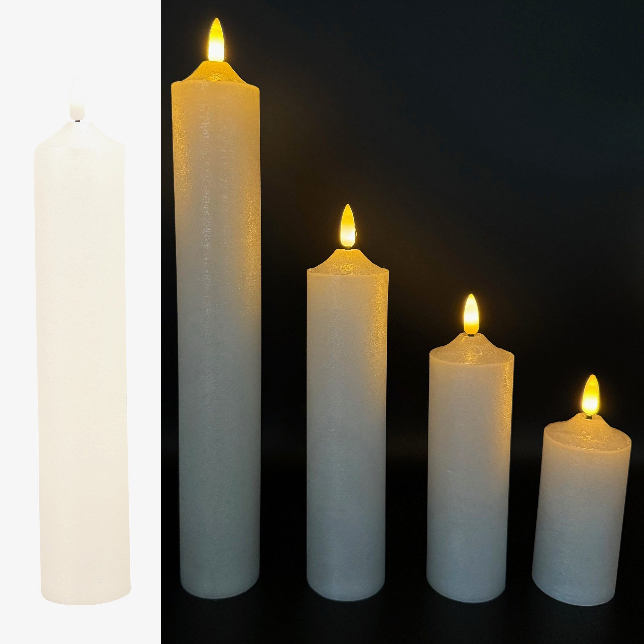 LED-Kerze 5 LED Kerzen XL aus Echtwachs mit realistischer Flamme