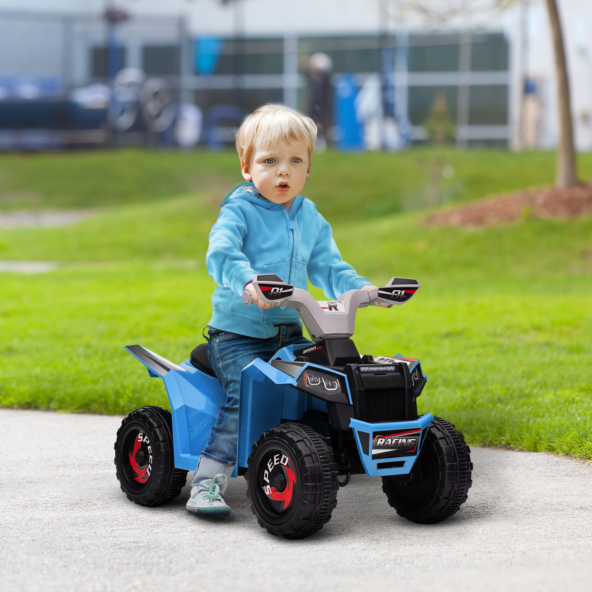 HOMCOM Elektro-Kinderquad Kinder Quad 6V Kinderquad mit Vorwärts-, Rückwärtsfunktion, Belastbarkeit 25 kg, (1-tlg), für Kinder von 18 Monaten bis 36 Monaten, Blau