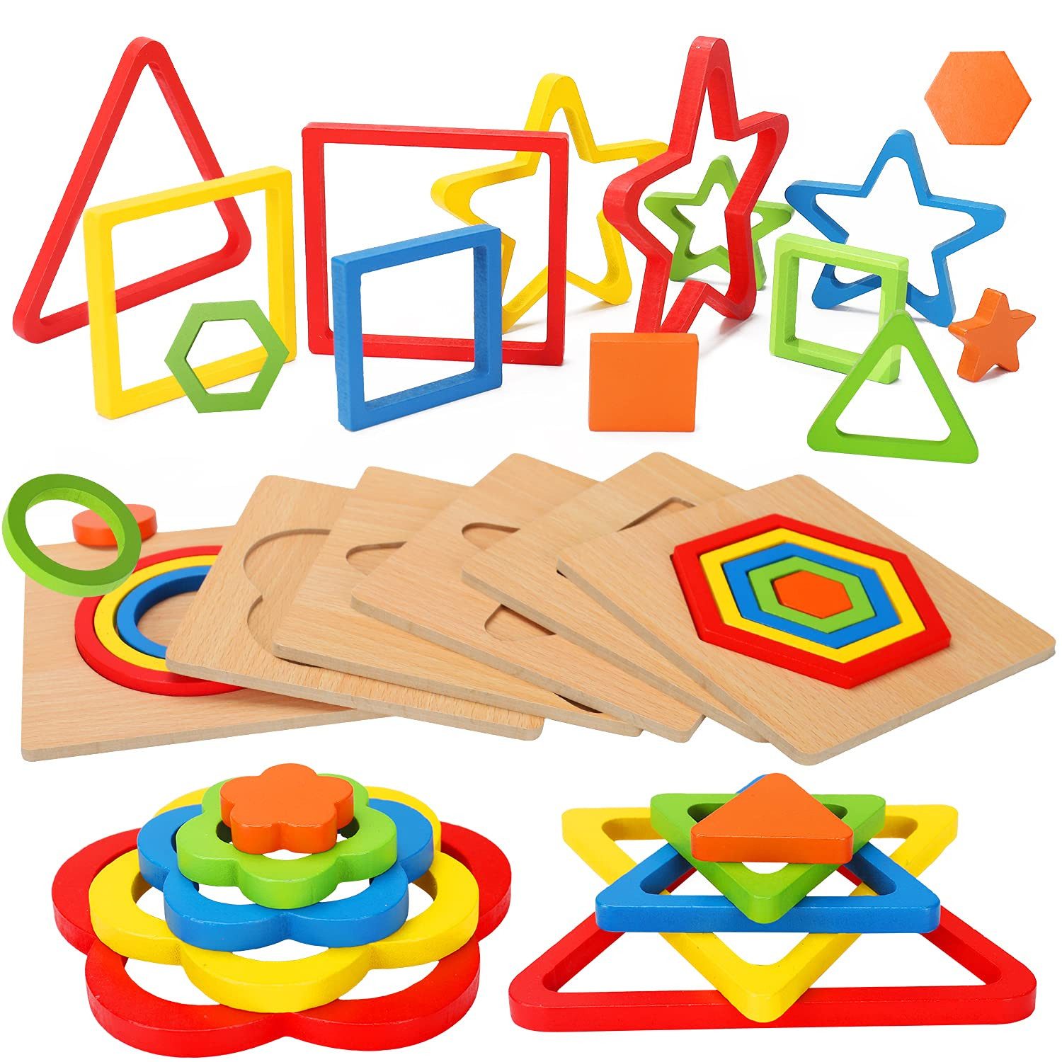 CLTYQ Lernspielzeug Montessori-Puzzles für Kleinkinder, Holzspielzeug Sorti günstig online kaufen