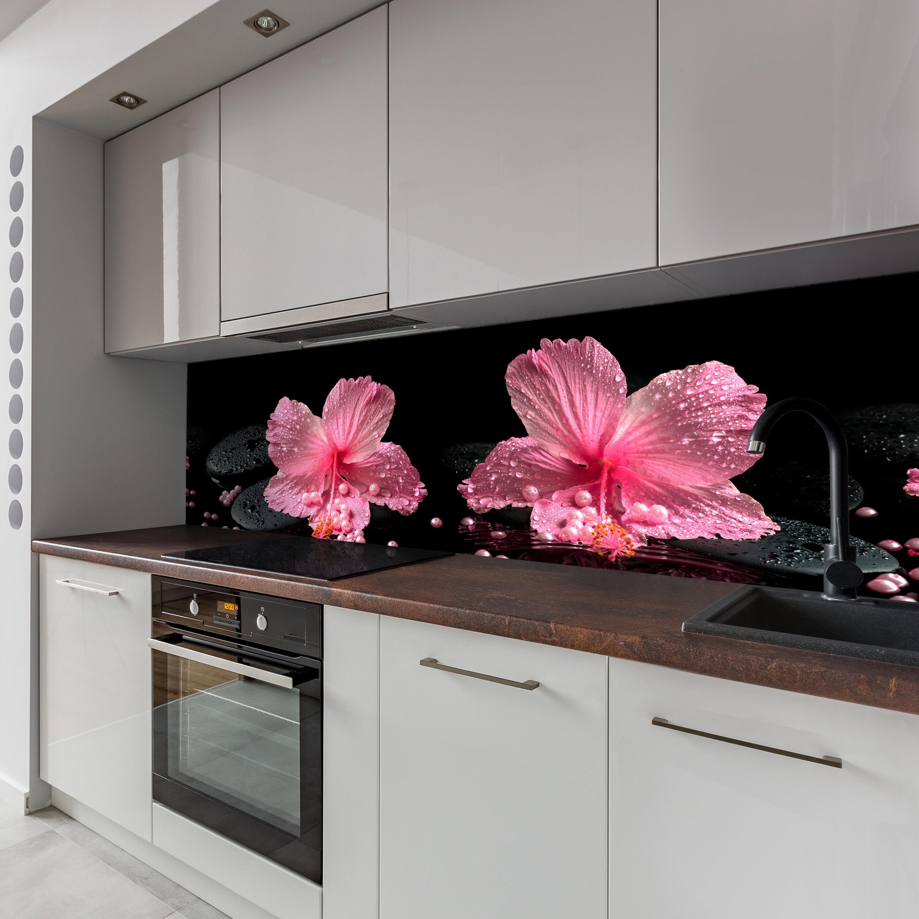 Küchenrückwand Nischenrückwand (1-tlg), in Größen Premium Perlen, Steine versch. Blume Hartschaum wandmotiv24