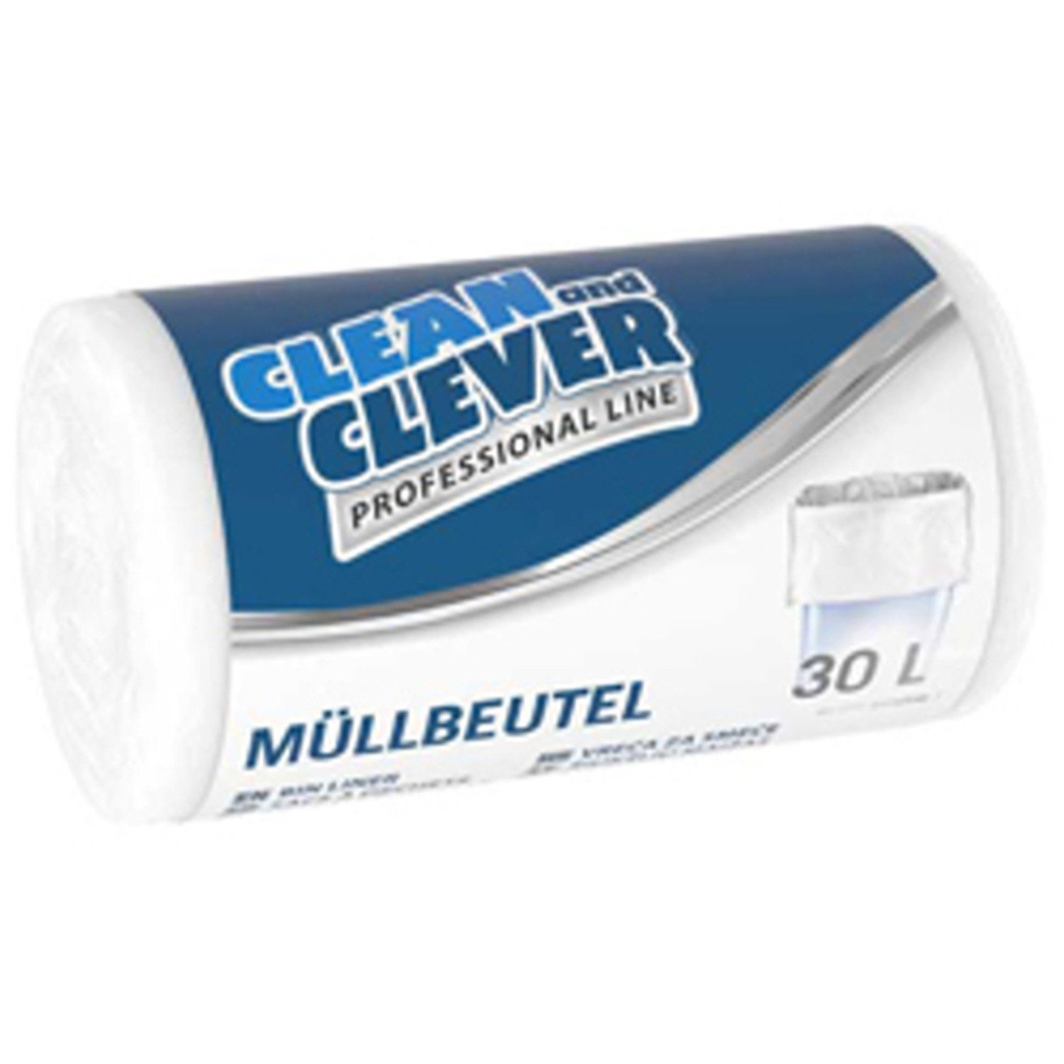 CLEAN and CLEVER Müllbeutel Müllbeutel 30L weiß 50 Stück Abfallsack, Zubehör für handelsübliche Mülleimer, Mülltüten Abfallbeutel Abfalltüten Müllsäcke